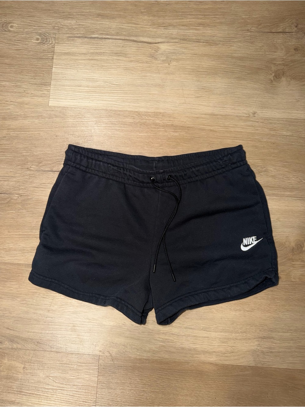 Nike Women's Black Athletic Shorts with White Logo